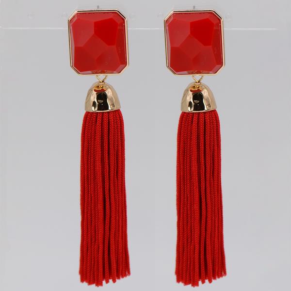 SQUARE BEAD TASSEL DANGLE EARRING