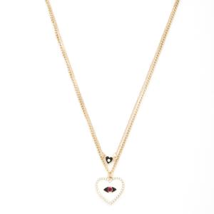 HEART PENDANT METAL LAYERED NECKLACE
