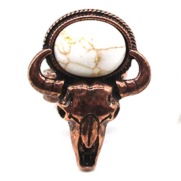 WESTERN STYLE COW SKULL RING