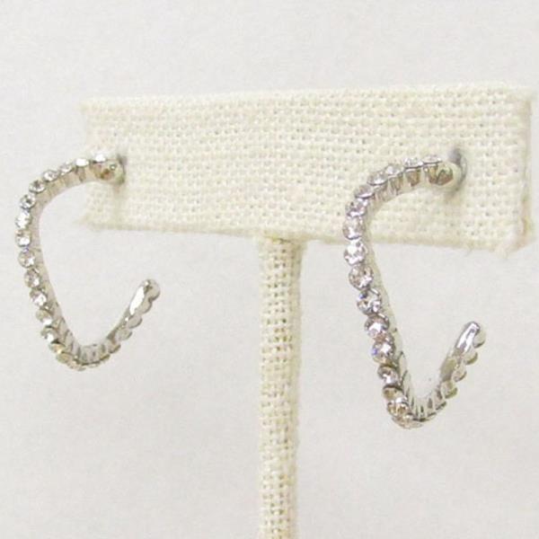 RHINESTONE HALF HOOP EARRING