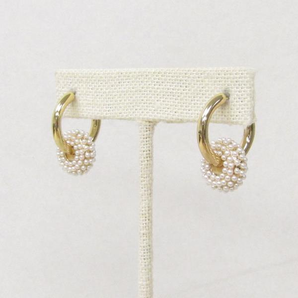 METAL RHINESTONE BALL HOOP EARRING