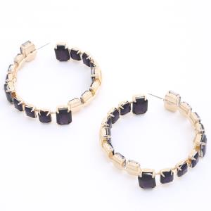 CRYSTAL STONE HOOP EARRING