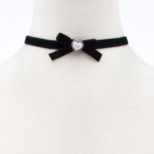 SODAJO HEART CHARM BOW CHOKER NECKLACE
