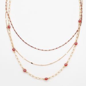 DAINTY EYE BEAD OVAL LINK LAYERED NECKLACE