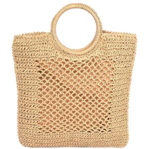 FAUX STRAW TOTE BAG