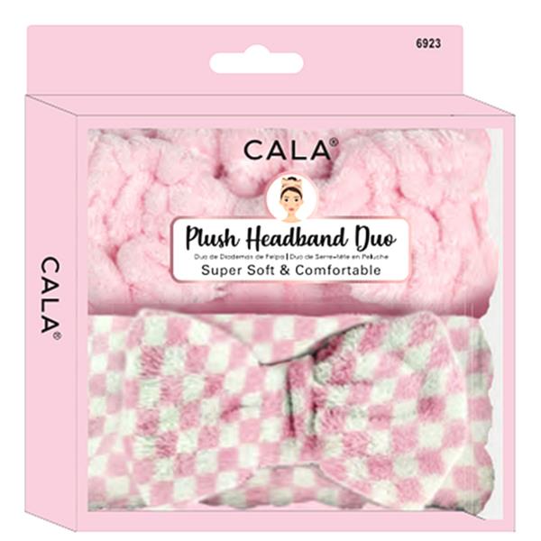 CALA PLUSH HEADBAND DUO SET PINK CHECKERBOARD