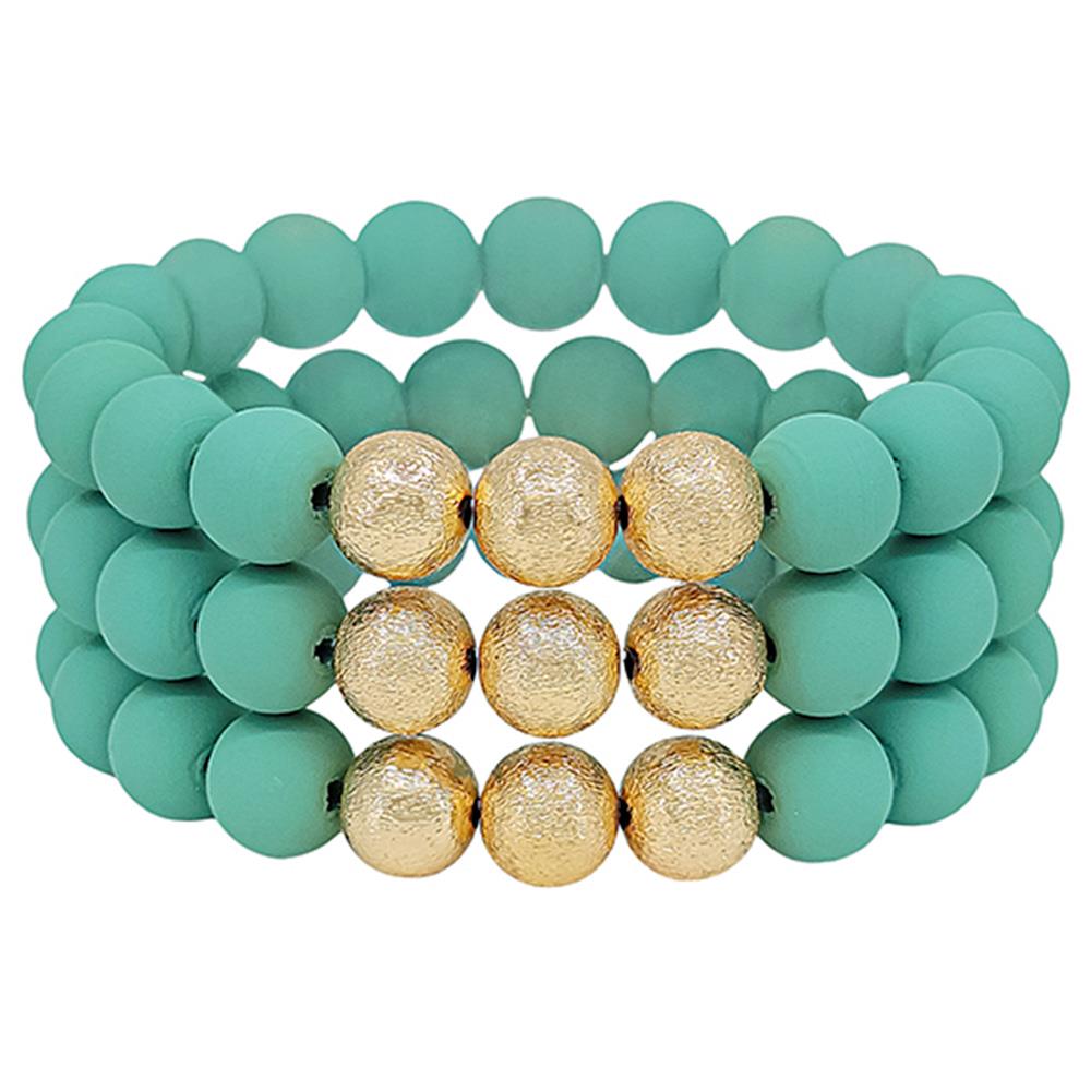 TEXTURED BALL BEAD BRACELET SET