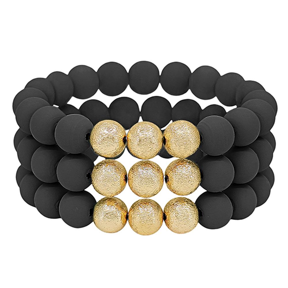 TEXTURED BALL BEAD BRACELET SET