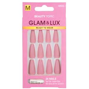BEAUTY TOPIC GLAM AND LUX MED COFFIN PINK NAIL DECORATION SET