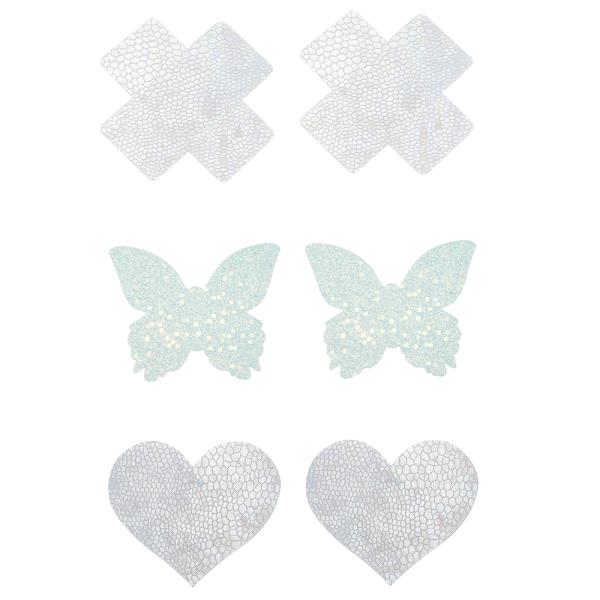 HEART BUTTERFLY X 3 PAIR PASTIE SET