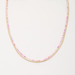 SEED BEAD WHEAT LINK LAYERED NECKLACE