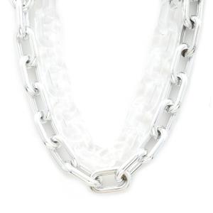 CLEAR OVAL CCB LINK LAYERED NECKLACE