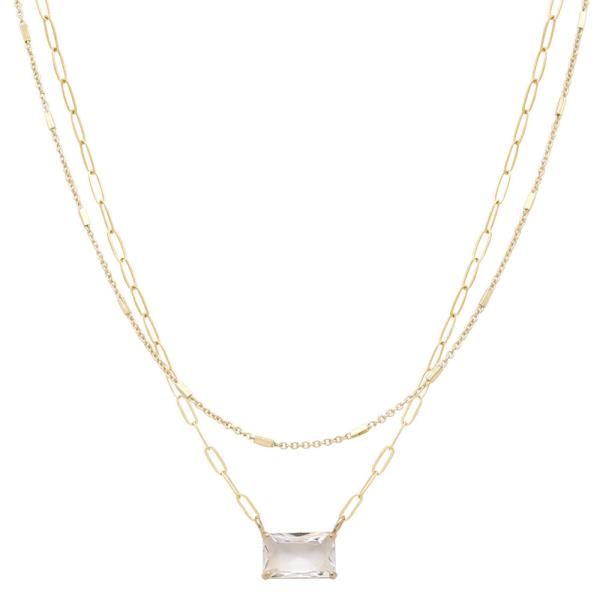 2 ROW CLEAR PENDANT NECKLACE