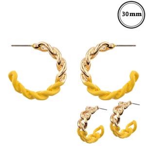 METAL COLOR COATING TWISTED HOOP EARRING