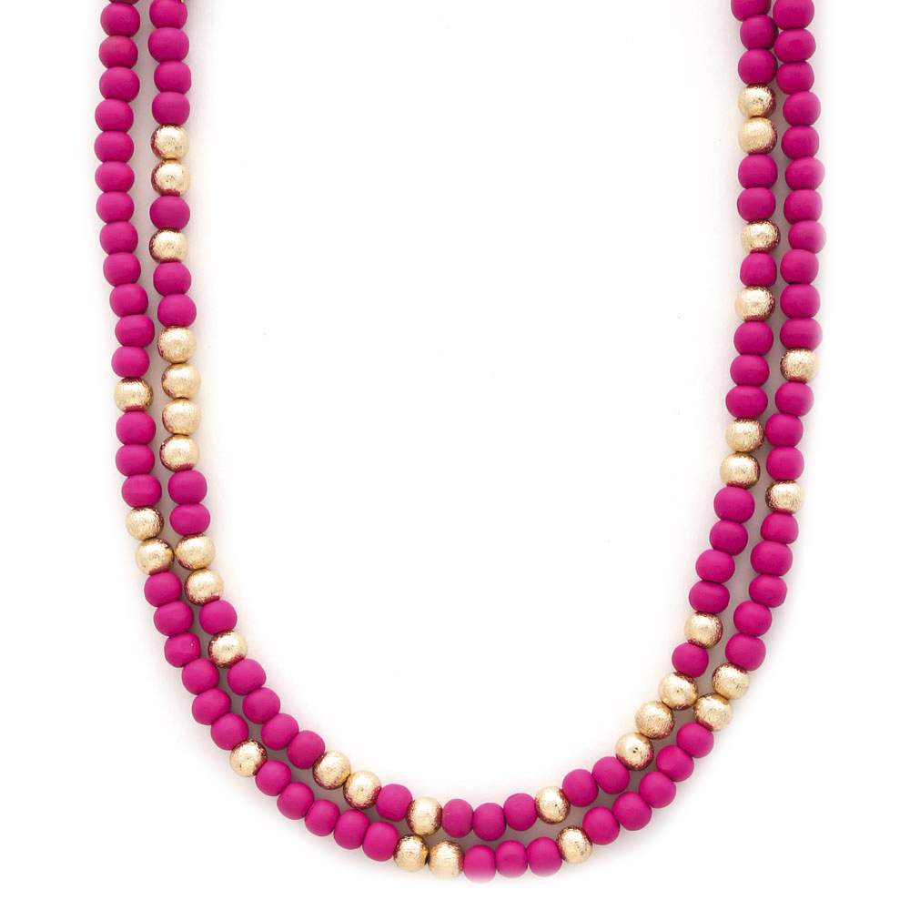 COLOR METAL BALL BEAD LAYERED NECKLACE