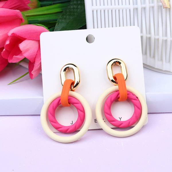SMOOTH TEXTURE ROUND DANGLE EARRING