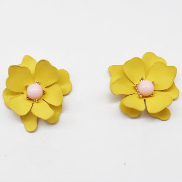 COLOR METAL FLOWER POST EARRING