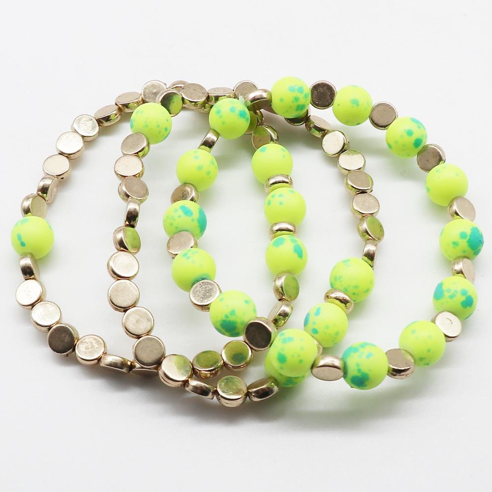 BALL BEAD METAL DISC BRACELET SET