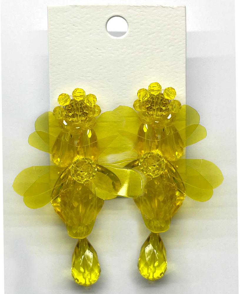 TRANSPARENT FLOWER BEADED EARRING