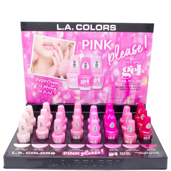 LA COLORS PINK PLEASE COLOR CRAZE GEL NAIL POLISH (24 UNITS)