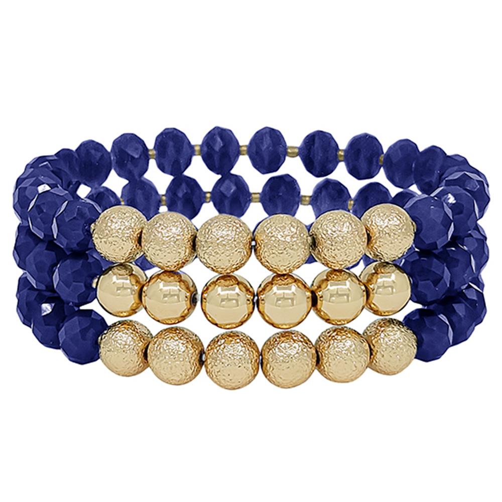 TEXTURE BALL BEADED BRACELET SET