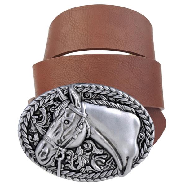 WESTERN-INSPIRED RACING HORSE BUCKLE BELT