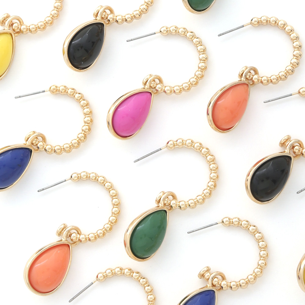 DOT SML HOOP WITH RESIN EARRING