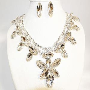 TEARDROP STONE ELEGANT EVENING NECKLACE EARRING SET