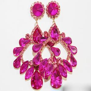 ELEGANT TEARDROP STONE EVENING EARRING