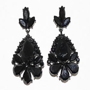 WIDE TEARDROP STONE EVENING DANGLE EARRING