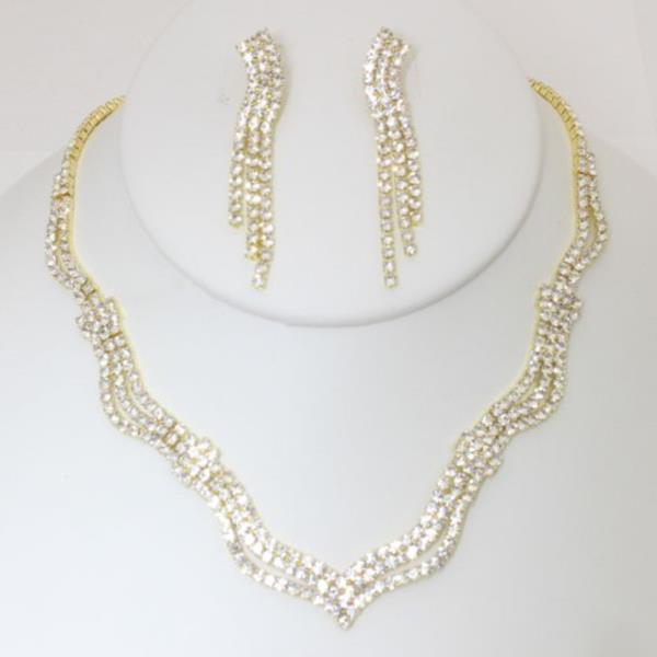 RHINESTONE NECKLACE EARRING SET