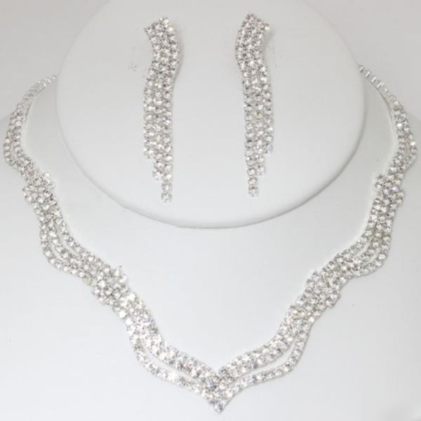 RHINESTONE NECKLACE EARRING SET