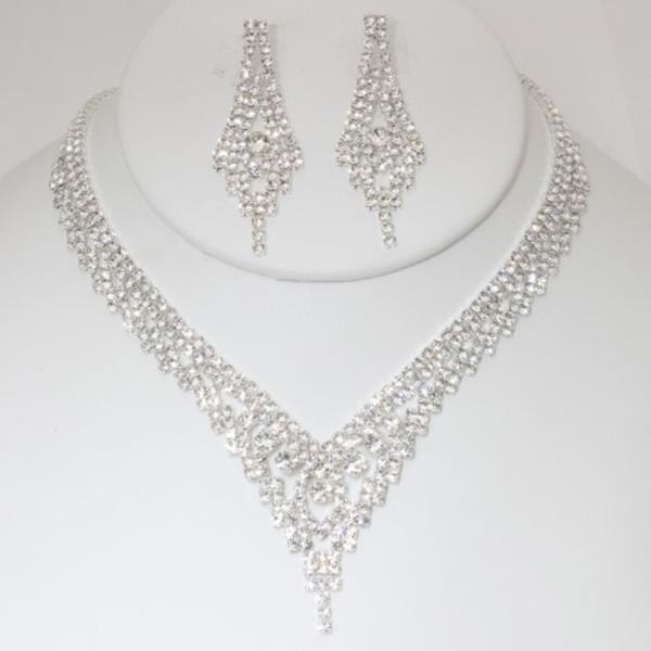 RHINESTONE NECKLACE EARRING SET