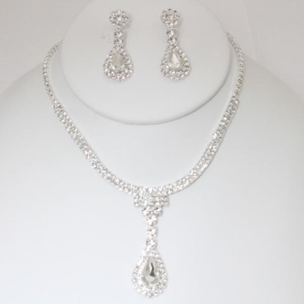 TEARDROP STONE NECKLACE EARRING SET