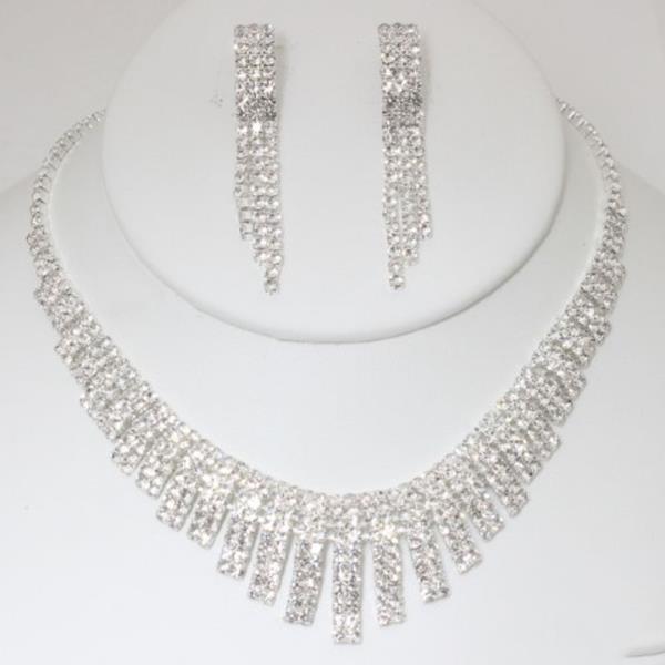 RHINESTONE NECKLACE EARRING SET