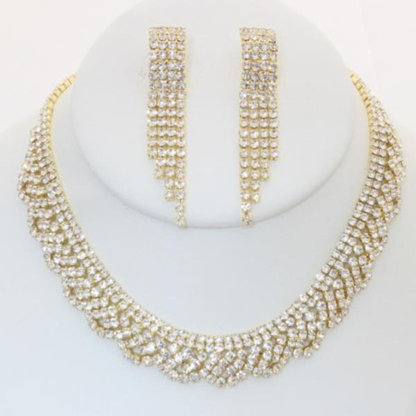 RHINESTONE NECKLACE EARRING SET