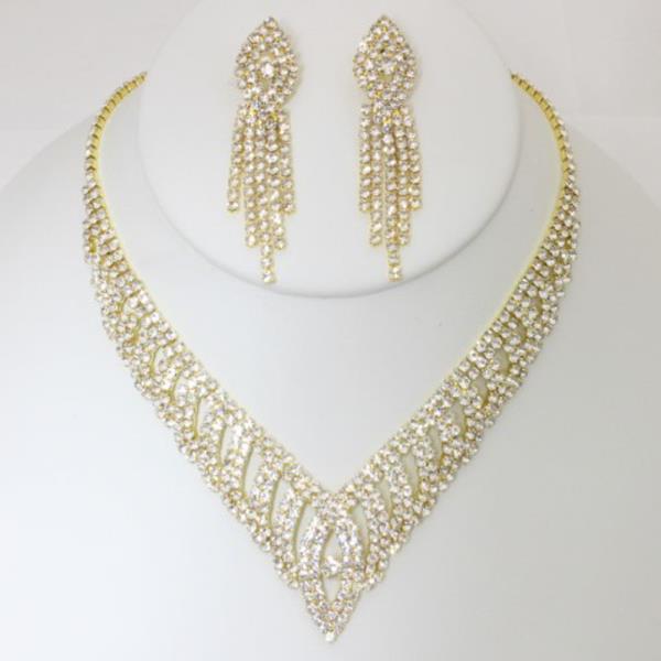 RHINESTONE NECKLACE EARRING SET