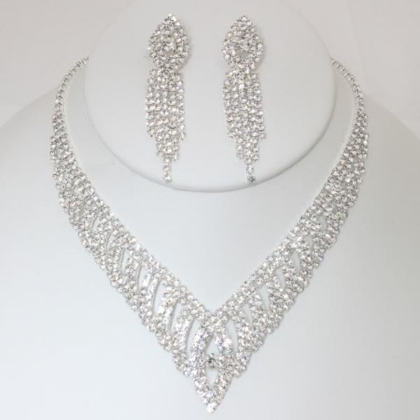 RHINESTONE NECKLACE EARRING SET