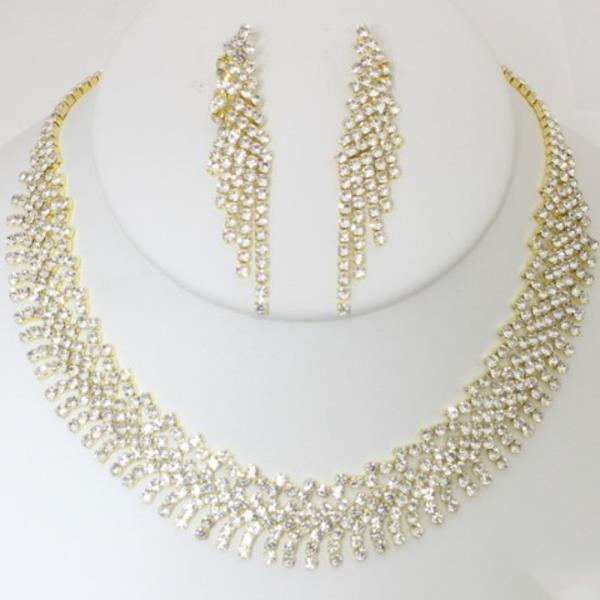 RHINESTONE NECKLACE EARRING SET