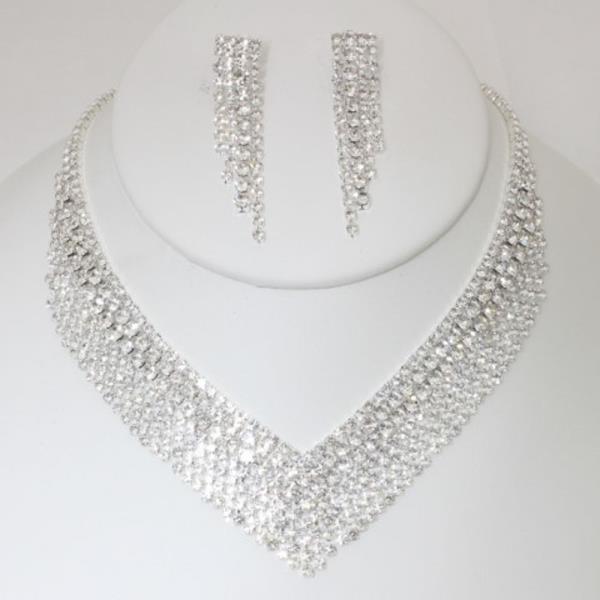 RHINESTONE NECKLACE EARRING SET