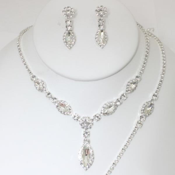 RHINESTONE NECKLACE EARRING SET