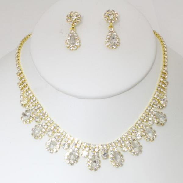 RHINESTONE NECKLACE EARRING SET