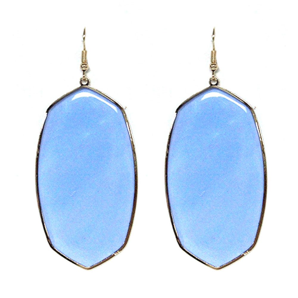 COLOR CLEAR HEXAGON DANGLE EARRING