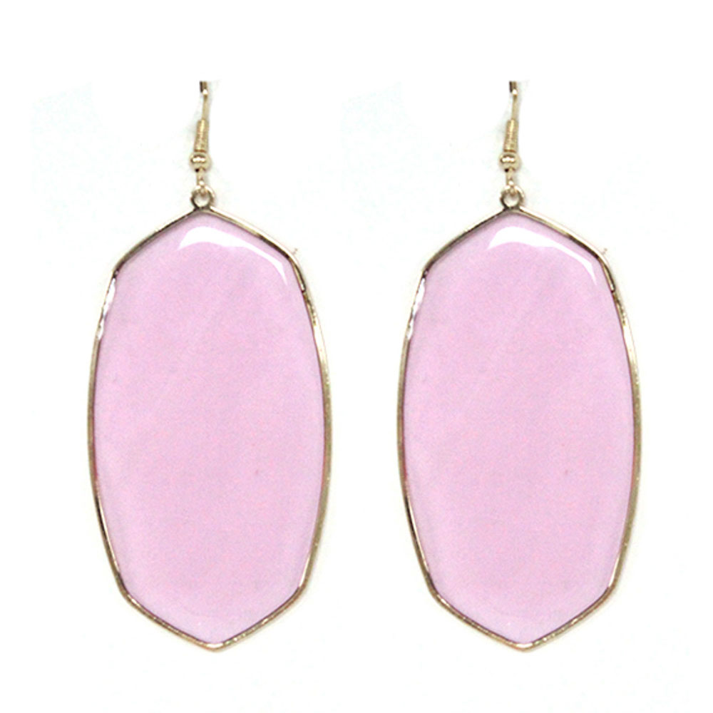 COLOR CLEAR HEXAGON DANGLE EARRING