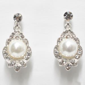 PEARL RHINESTONE DANGLE EARRING