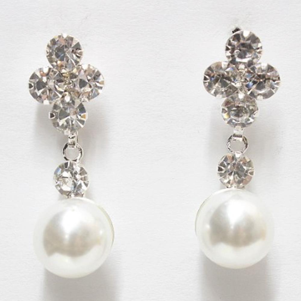 PEARL BEAD RHINESTONE EARRING