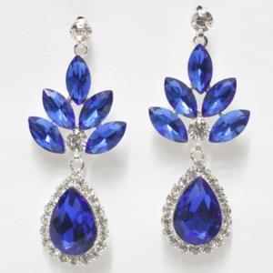 TEARDROP LEAF RHINESTONE DANGLE EARRING