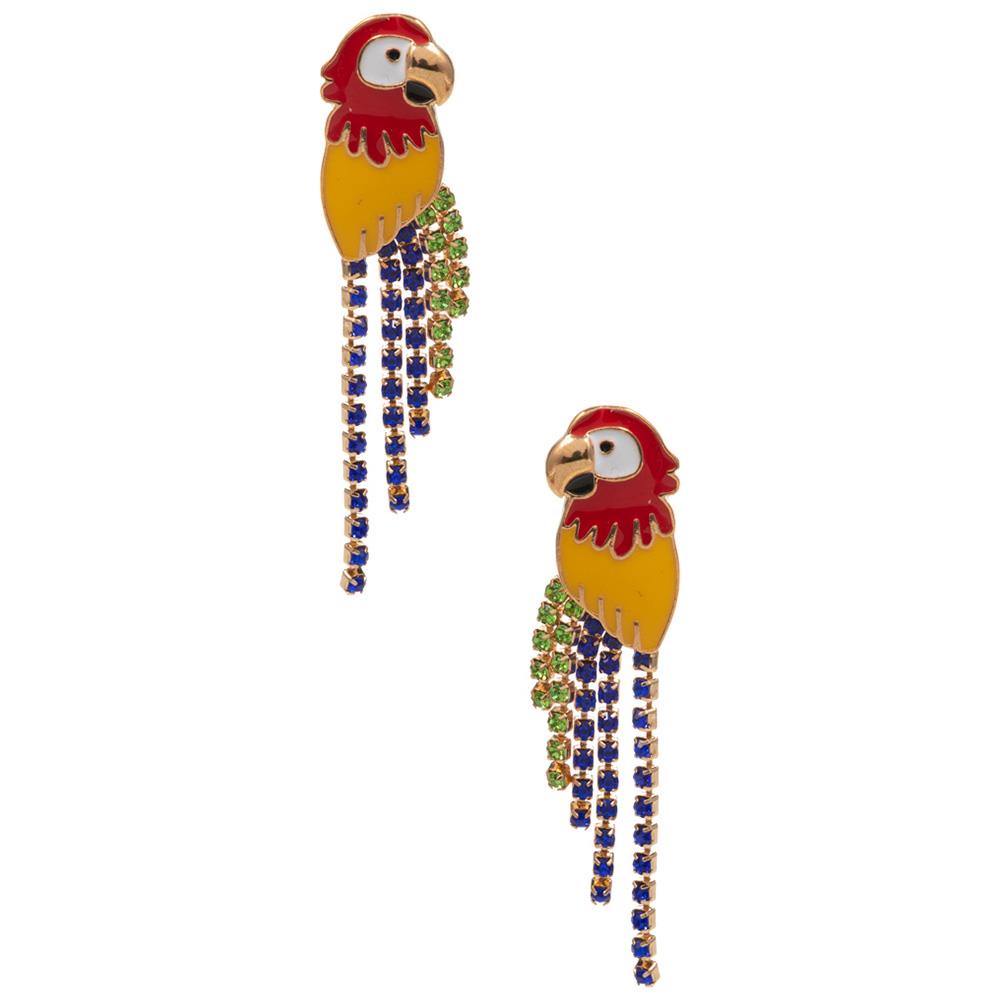 PARROT W RHINESTONE POST EARRING