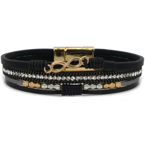 INFINITY CHARM BEADED MAGNETIC LAYERED BRACELET