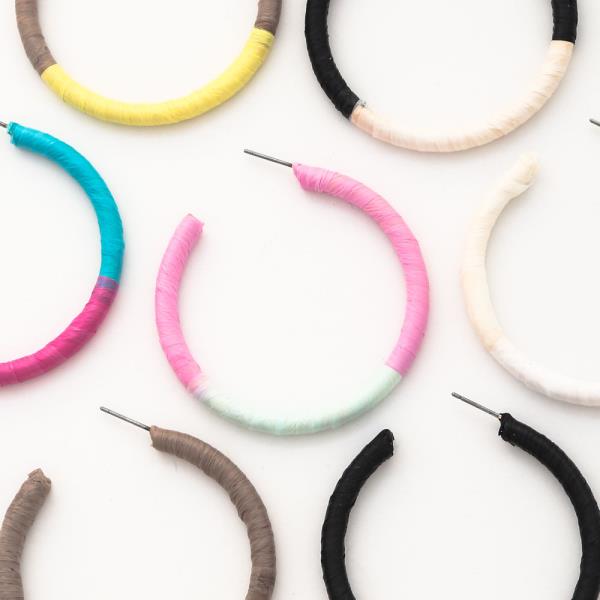 RAFFIA WRAP HOOP EARRING